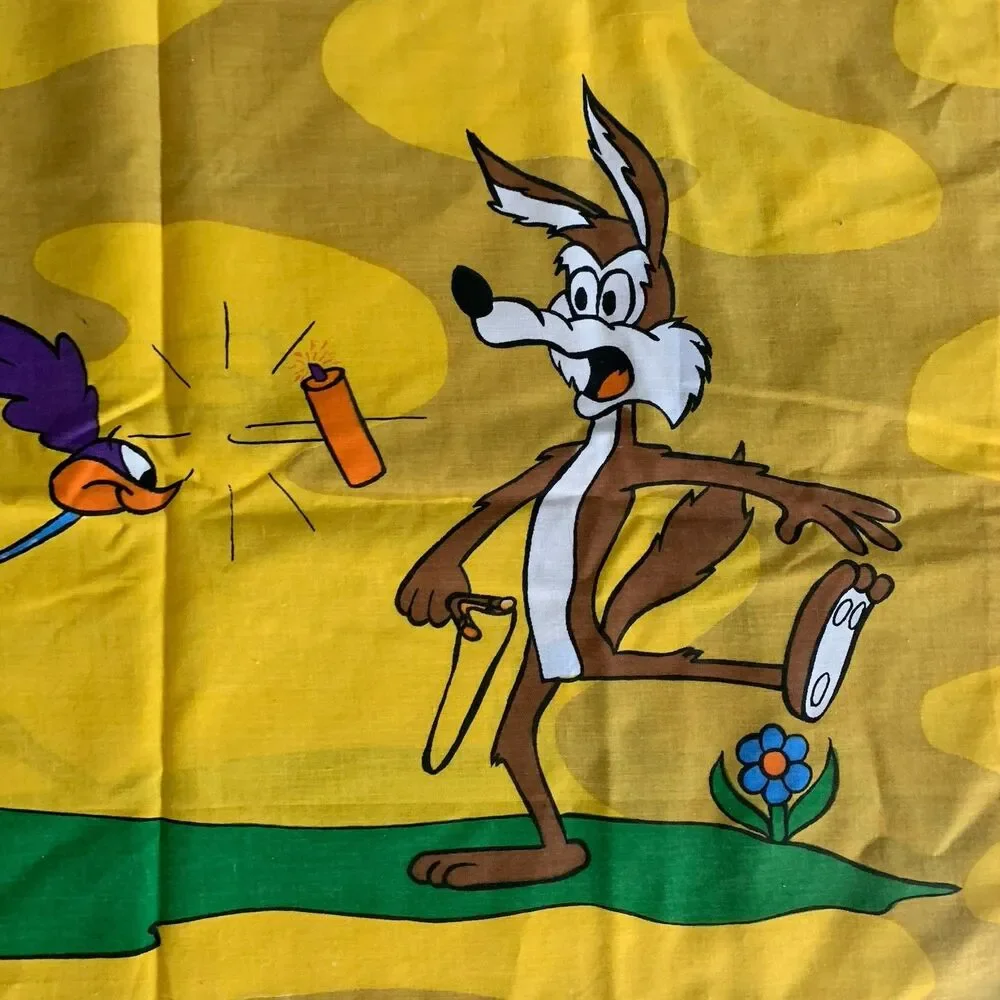 Vintage 1990s Warner Bros Road Runner & Wild E. Coyote 1 Pillowcase No Iron USA